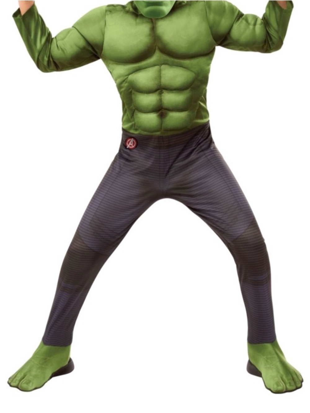 Green Hulk Muscle Kids Costume with Pants and Foot Covers size small dress up